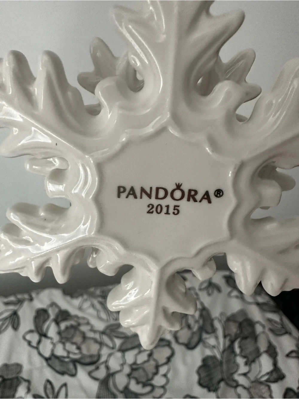 Pandora White Porcelain Snowflake Ornament with Branded Ribbon